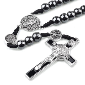 St. Benedict's Hematite Bead Rosary