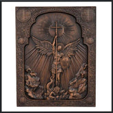 Hand-Carved Archangel Michael Wooden Plaque