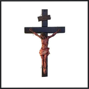 Profound image of Jesus on the cross, crafted from high-quality resin, perfect for wall hanging in home or church decor.