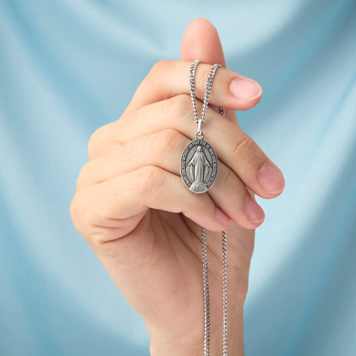 The Labouré Sterling Silver Miraculous Medal Necklace — Lourdes, France