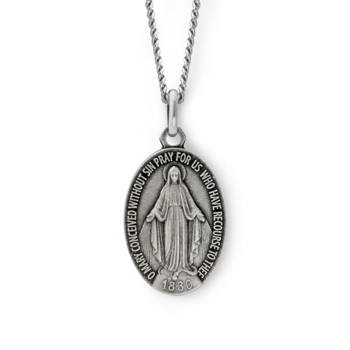 The Labouré Sterling Silver Miraculous Medal Necklace — Lourdes, France
