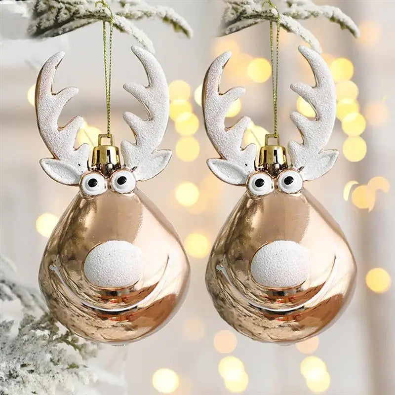 2pcs Reindeer Rudolph Baubles for Christmas Tree Decoration