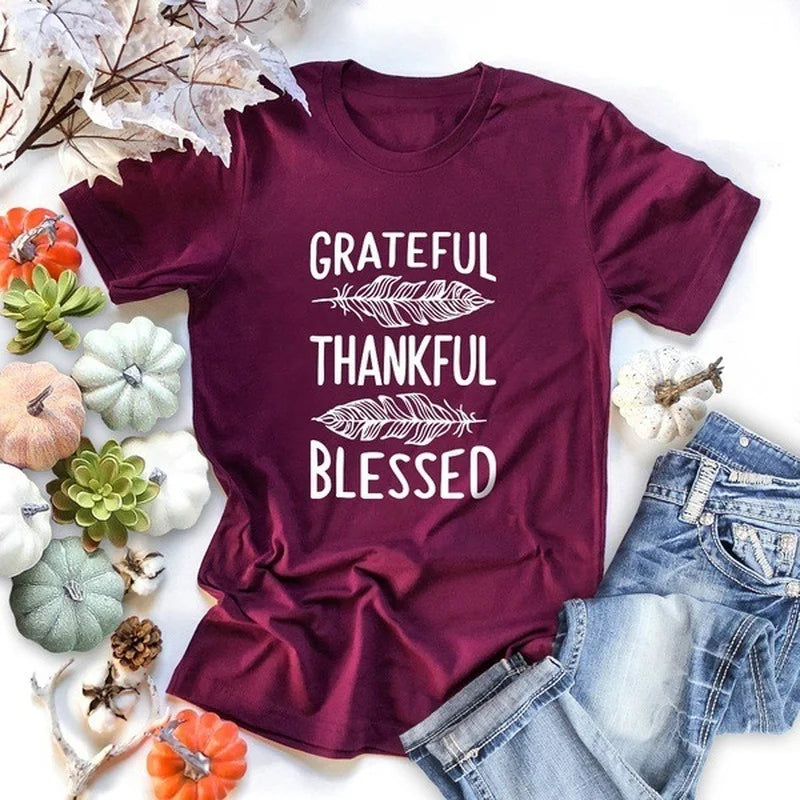 "Grateful Thankful Blessed" Inspirational T-Shirt