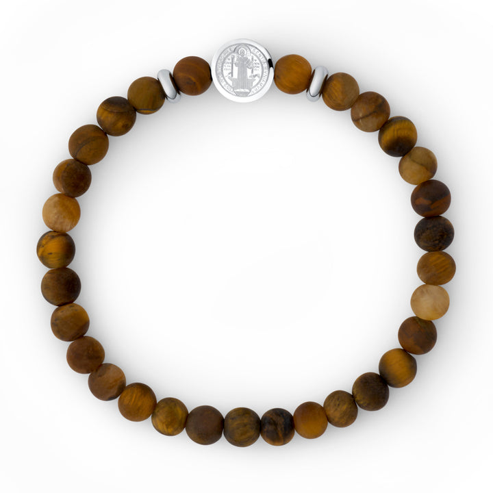Saint Benedict Tiger Eye Blessing Bracelet