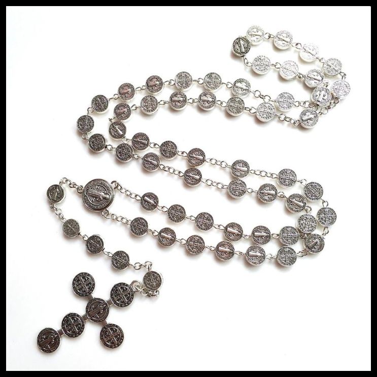 Saint Benedict Medal Prayer Rosary with metal beads for protection and prayer