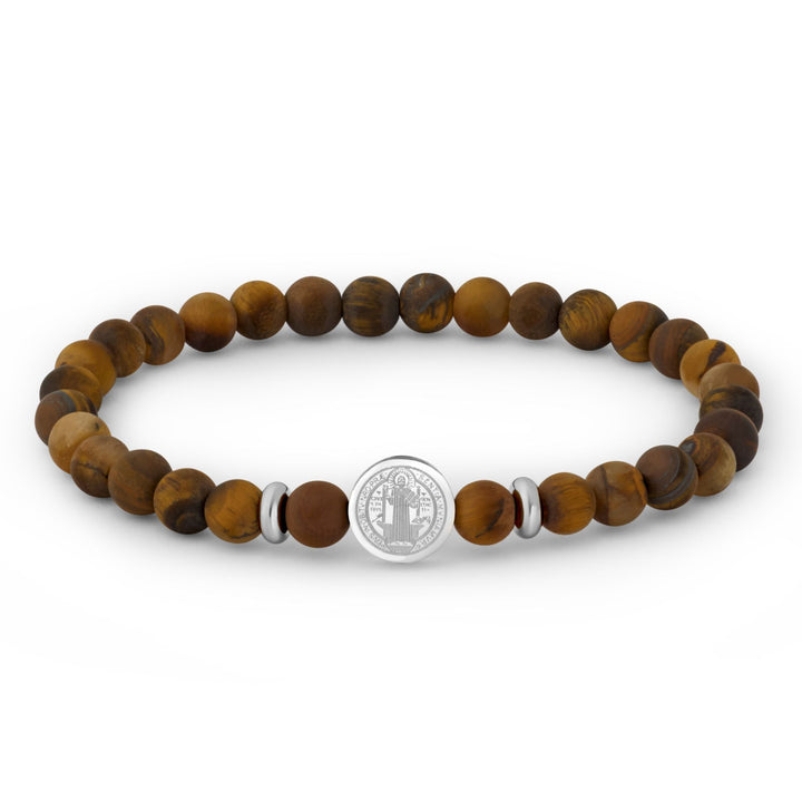 Saint Benedict Tiger Eye Blessing Bracelet
