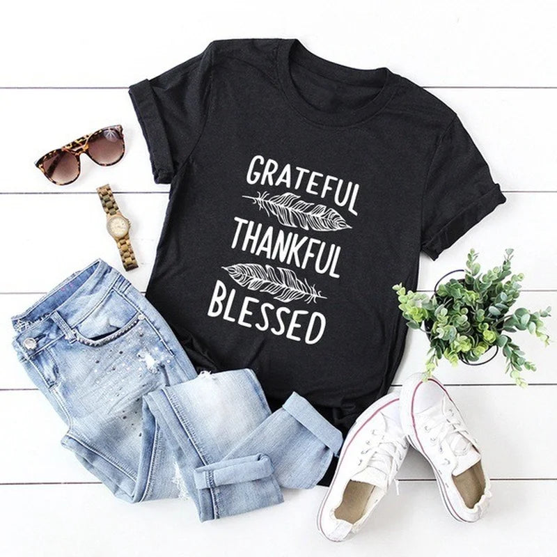 "Grateful Thankful Blessed" Inspirational T-Shirt